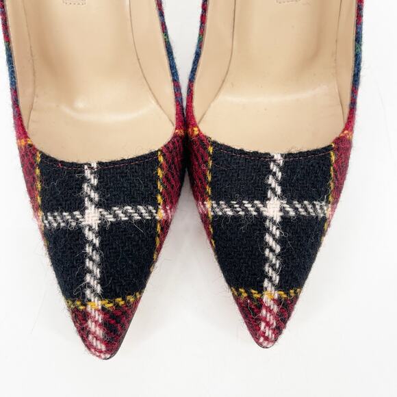 Manolo Blahnik Multicolor Check Tartan Wool BB Pointed Toe Stiletto Pumps IT 37 - Picture 7 of 12